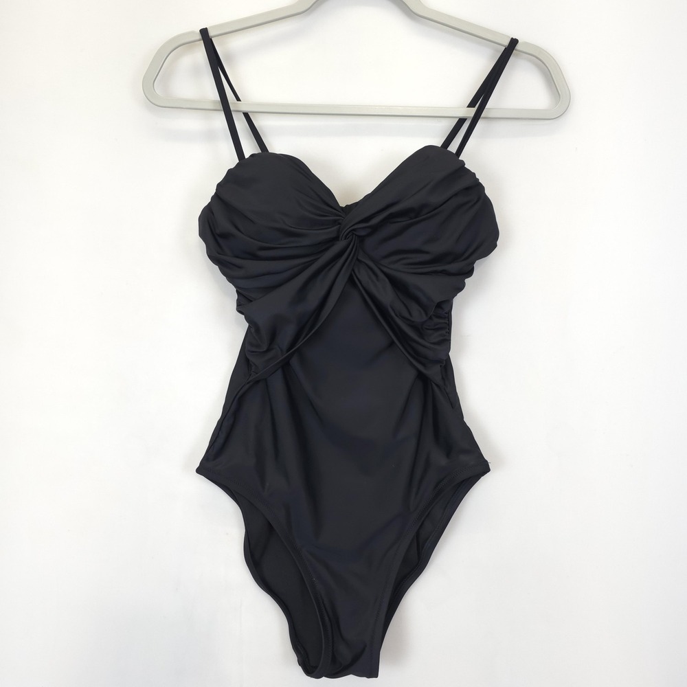 J Crew Swimsuit Womens Size 2 Black One Piece Ruched‎ Bust Recycled Lined BR018